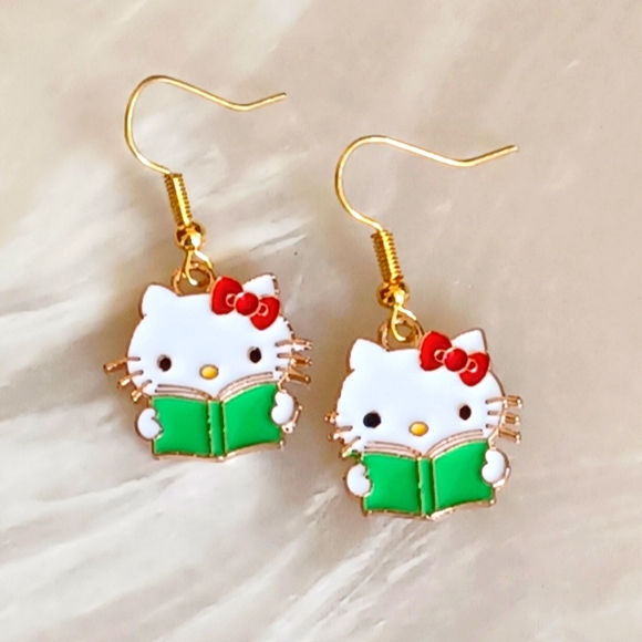 Sanrio Hello Kitty Bookworm Handmade Earrings - Picture 2 of 4
